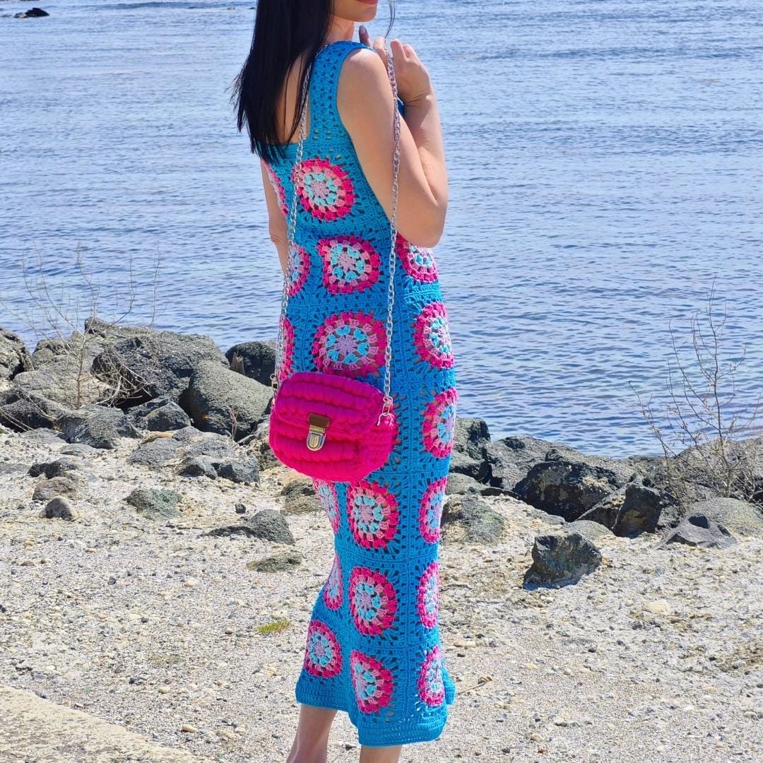 crochet granny square maxi dress Crochet Maxi Dress With Granny Squares in XS-3XL Sizes Pattern in PDF,  Written Instructions, US Terms, Diagram Chart, Photos