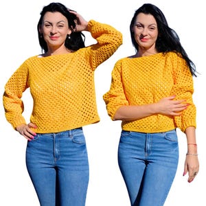 Crochet Granny Sweater Pullover Pattern for Beginners in S-5XL Sizes in PDF - Video, Written Instructions, US Terms, Diagram Chart, Photos