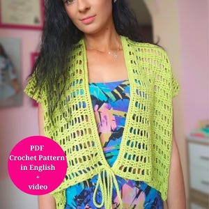 Crochet Pattern - Summer Lace Cover Up with ties in PDF