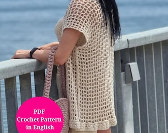 Modèle de gilet d'été au crochet vintage bohème en PDF, gilet au crochet pour femmes style hippie des années 70, gilet de festival rétro, gilet au crochet
