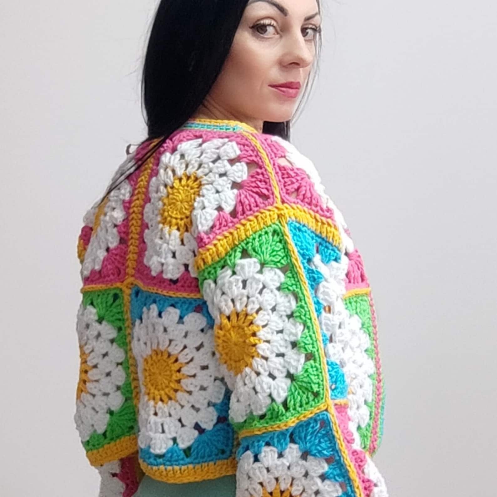Daisy Crochet Cardigan Pattern in PDF , Crochet Vest With Daisies