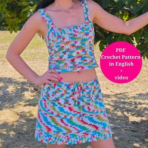 Crochet Skirt and Tank Top Set Pattern with Video Tutorial
