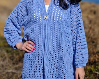Crochet Pattern & VIDEO Tutorial | Easy Mesh Sweater Cardigan for All Sizes | Any Yarn, Beginner-Friendly Crochet Pattern Printable PDF