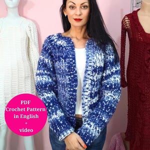 Easy Crochet Raglan Sleeve Cardigan Sweater Pattern in Sizes S-3XL in PDF - Written instructions, video tutorial and photos