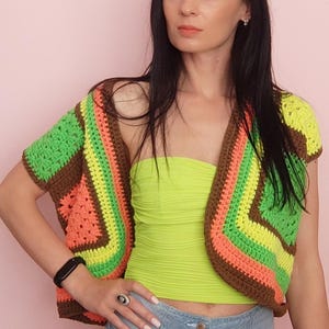 Easy Crochet Granny Square Sweater Vest Pattern in Two size in PDF - Written Instructions, US Term, Photos