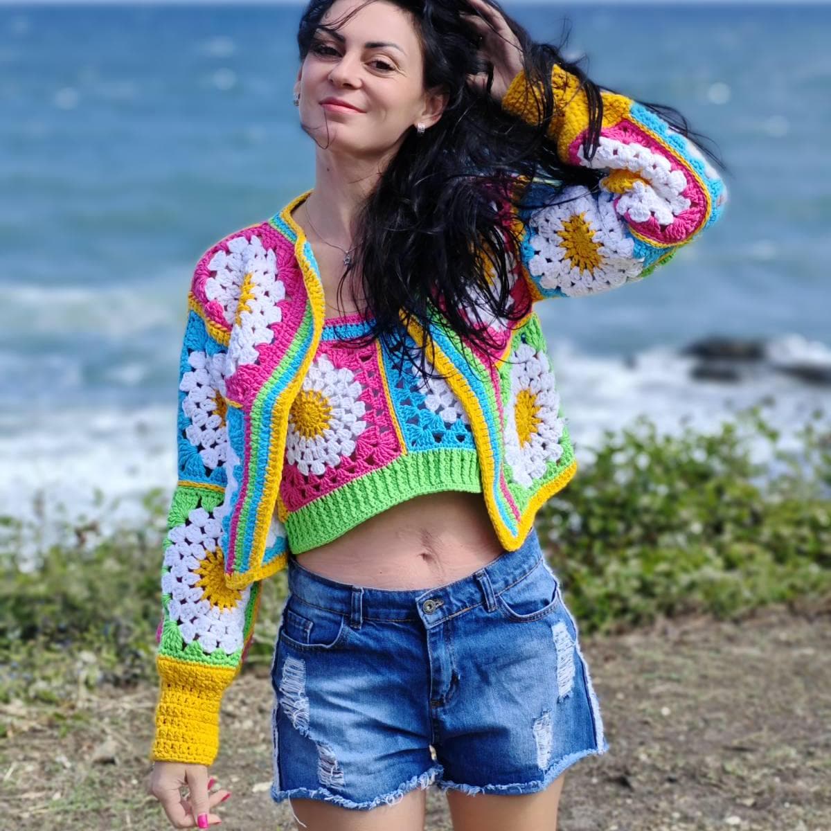 Crochet Pattern in PDF Combo Cardigan and Tank Top With