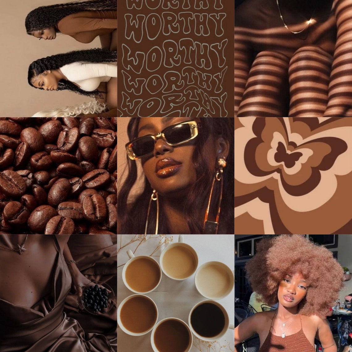 60 DIGITAL Black Girl Brown Aesthetic Collage/ Brown Aesthetic ...