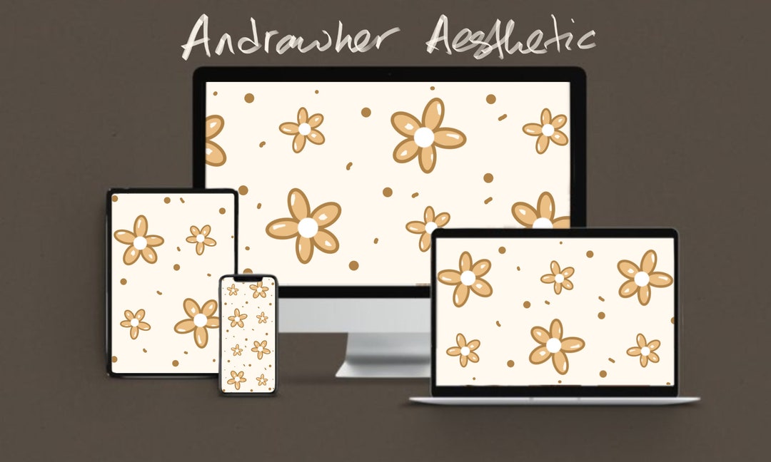Kawaii Beige Wallpaper for Desktop Cute Laptop and Phone Etsy
