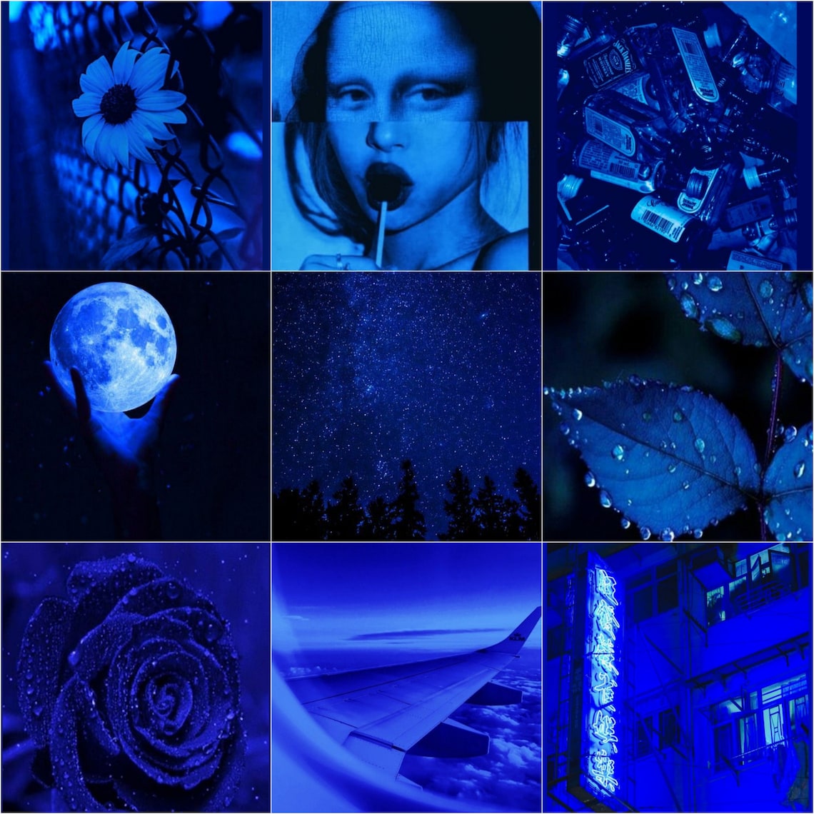 60 digitaldark Blue Aesthetic Collage Kit Dark Blue Photo - Etsy