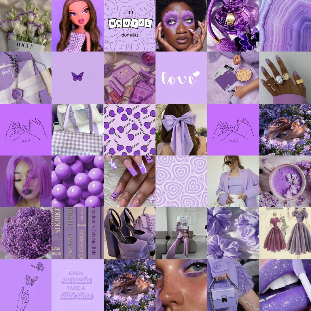 60 DIGITAL Purple Aesthetic Collage Kit Purple Collage Kit Purple Photo ...