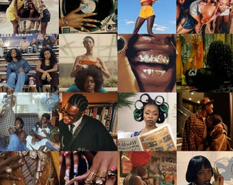 Vintage muurcollageset fysieke zwarte cultuur 30-60