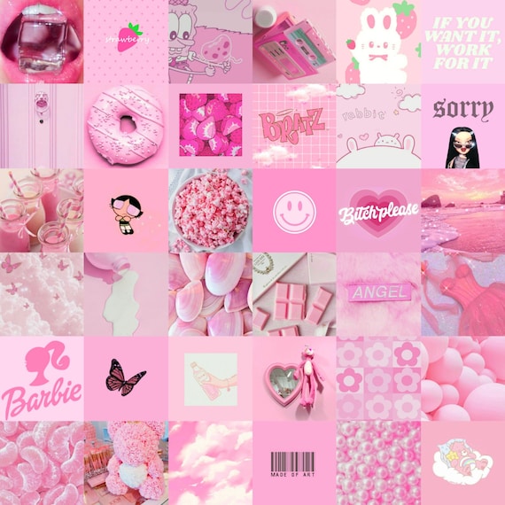 60 DIGITAL Pink Aesthetic Collage Kit Pink Photo Wallpaper Etsy Australia