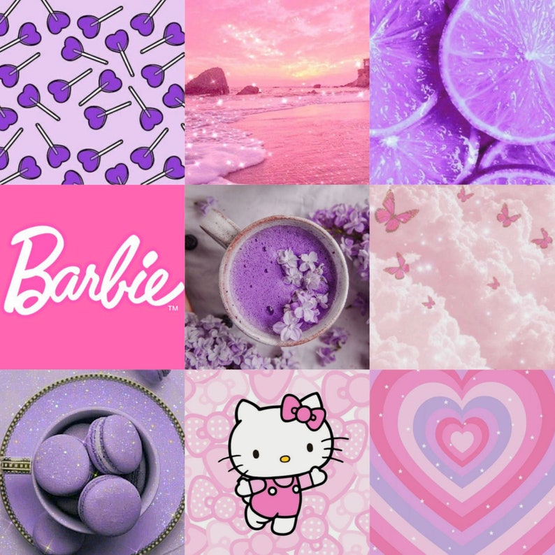 60 DIGITAL Pink and Purple Wallpaper Collage Kit/ Aesthetic Etsy