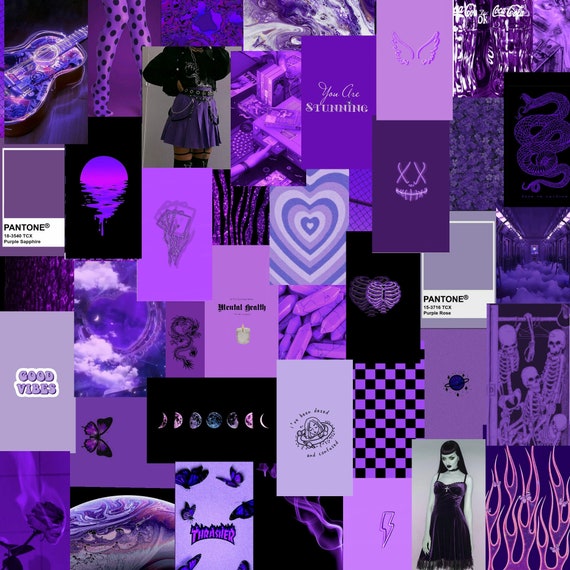 60 digitaldark Purple Aesthetic Collage Kit Dark Purple Photo Wallpaper  Collage Purple Collage Kit Includes 5 Designs Created by Me 