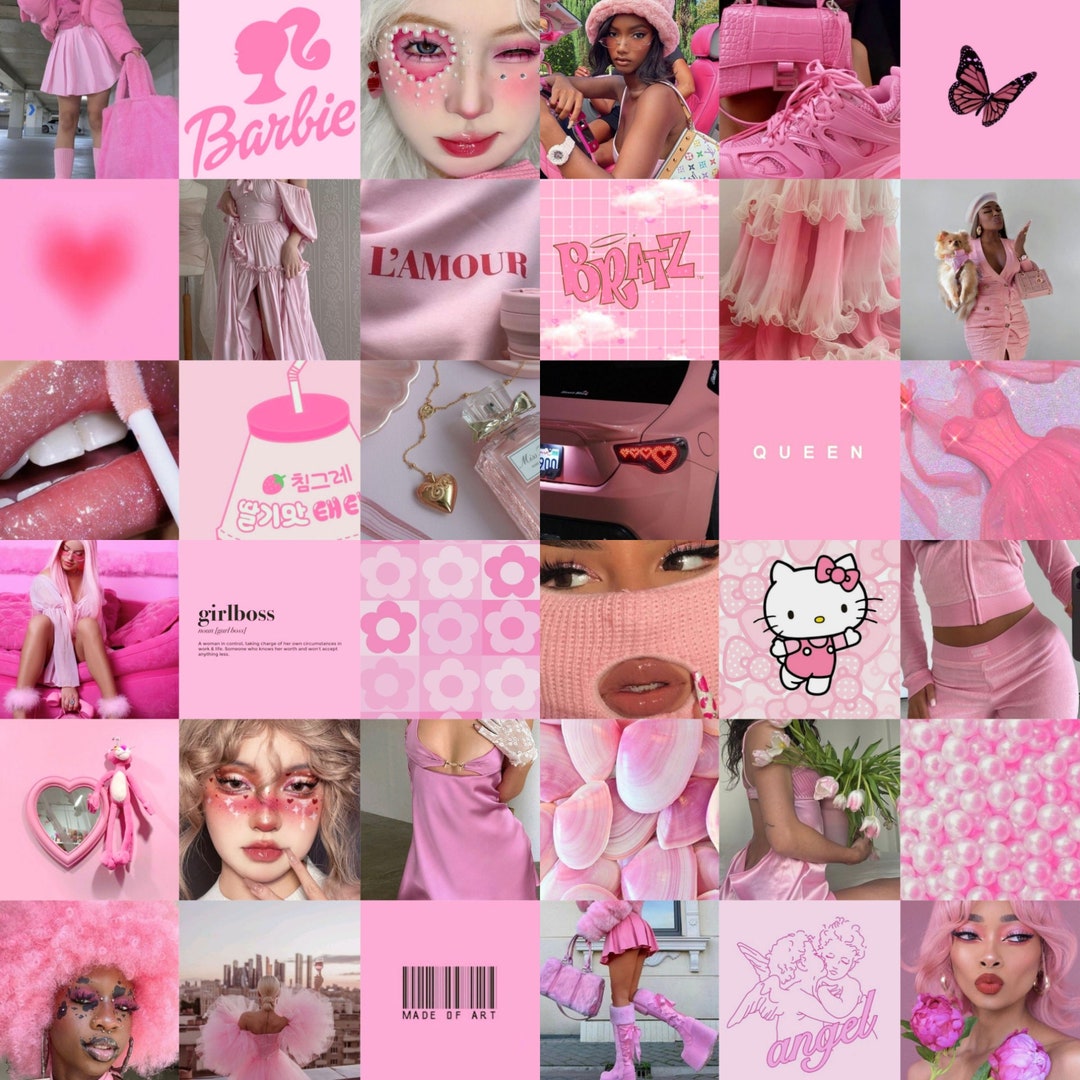 60 DIGITAL Pink Aesthetic Collage Kit Pink Photo Wallpaper Collage Pink ...