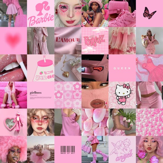 60 DIGITAL Pink Aesthetic Collage Kit Pink Photo Wallpaper Collage