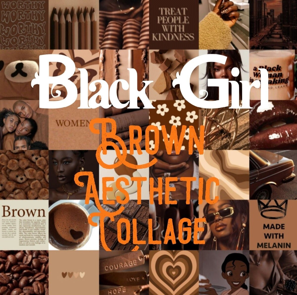 60 DIGITAL Black Girl Brown Aesthetic Collage/ Brown - Etsy 60 DIGITAL Black Girl Brown Aesthetic Collage/ Brown - Etsy