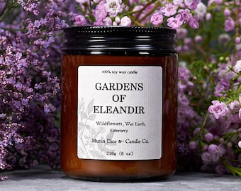 Gardens of Eleandir Duftende Sojakerze, Fantasy inspirierte handgemachte Blumenkerze