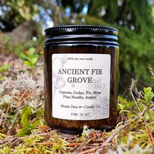 Ancient Fir Grove Scented Soy Candle, Fantasy Inspired Handmade Autumn Candle