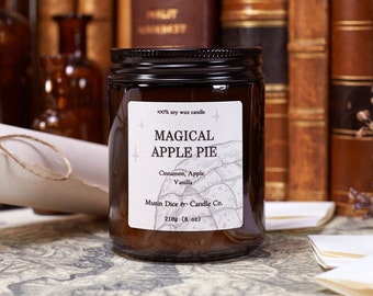 Magical Apple Pie Scented Soy Candle, Fantasy Inspired Handmade Autumn Candle