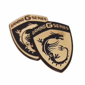 MSI - Sticker Case Badge Emblem Aufkleber Decal - Two Emblems - Gold