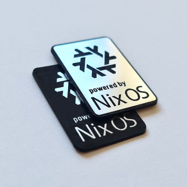 Nix OS Linux Sticker Case Badge - Chrome Reflective - 35mm x 25mm (TWO pieces)