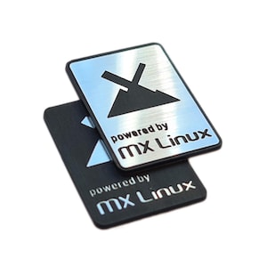 mx Linux Sticker Case Badge - Chrome Reflective - 35mm x 25mm (TWO pieces)