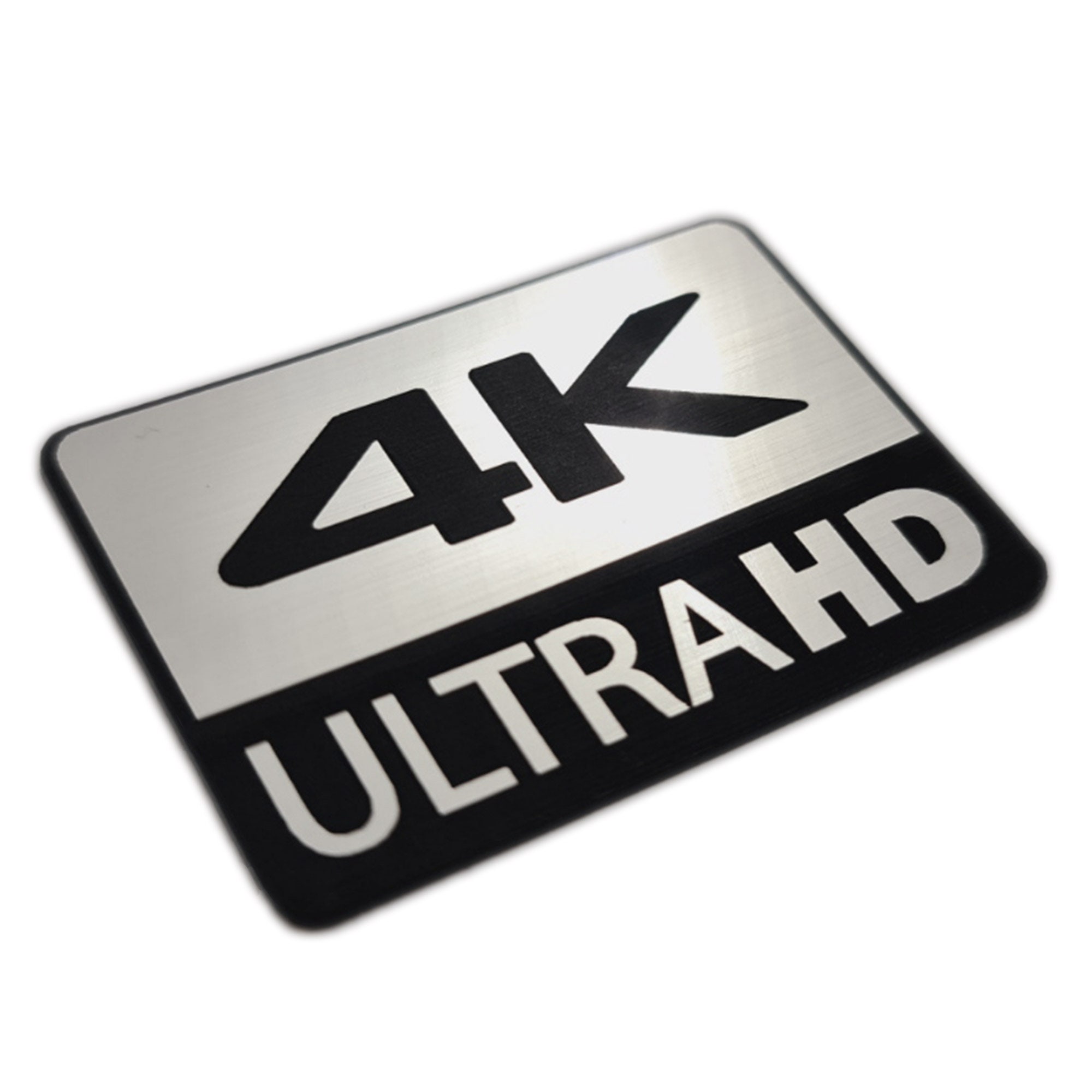 4K ULTRA HD Metal Label / Aufkleber / Sticker / Badge / Logo 20 x