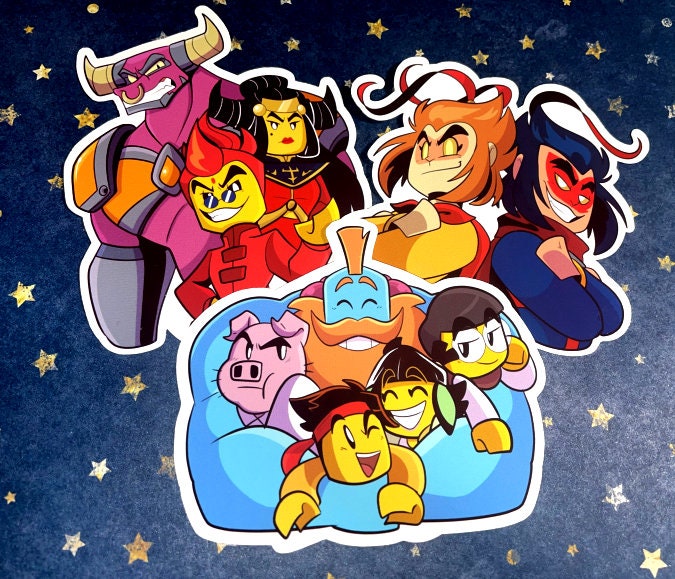 LMK | Noodle boy, Demon Family, and the hero and warrior | Matte Stickers