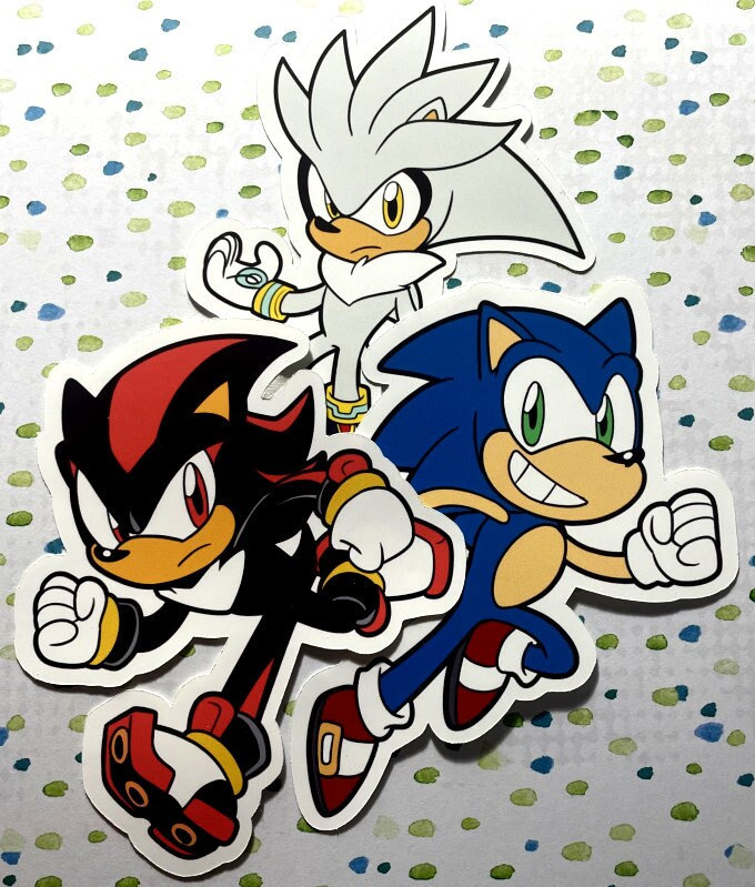 Shadow & Silver the Hedgehog 3 Clear Blue Acrylic Charm 