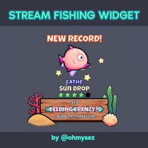 Stream Fishing Widget - Subgoals / Bits / Channel Points - Cute Custom Animated Interactive YouTube Twitch Chat Widget Gacha Game