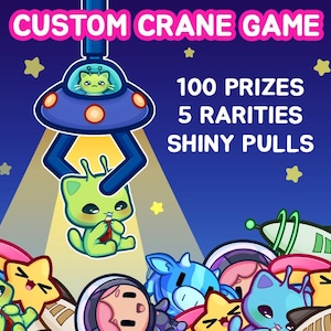 Custom Crane Game Widget - Claw Machine Gacha Game for Twitch Streamers - Cheer Bit Sub Dono Donation Channel Point Stream Widget
