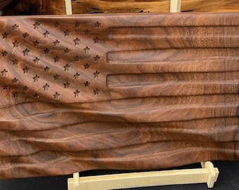 Walnut 3D wavy American flag
