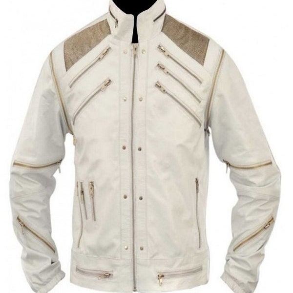 White Leather Jacket - Etsy