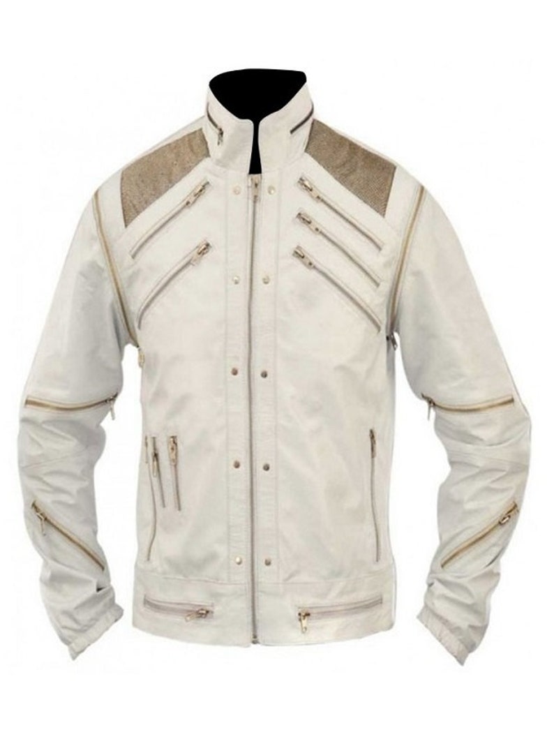 Micheal Jackson Beat it Biker Motorcycle, White Leather Jacket, Real Leather hotsell Jacket, Mens Leather Jacket