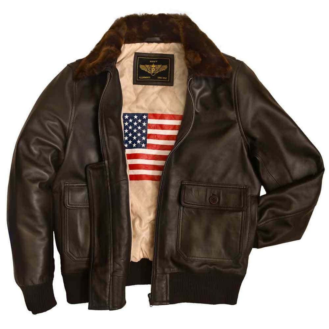 Mens Bomber Leather Jacket Navy G 1 Flight Brown Men Wwll - Etsy