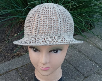 Womens summer knitted linen brim hat.crochet hat.fashion hat.original hat.lbeige linen hat.gift for her.hand knitted hat.mothers day gift