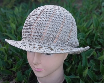 Womens summer knitted linen brim hat.crochet thin hat.fashion hat.original linen hat.gift for her.knitted hat.mothers day gift.bucket hat