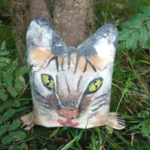 Wet felted wool cat hat with ears unisex adults.cat face wool hat.Sauna hat.animal hat.Halloween mask.warm winter hat.wool hat