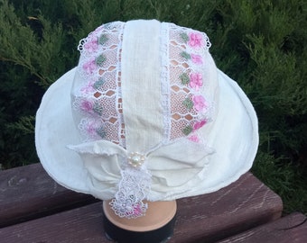 Womens summer cotton hat with brim.original summer hat.fashion cotton hat.thin summer hat.gift for her.bucket hat.fishnet hat.Mothers day gi