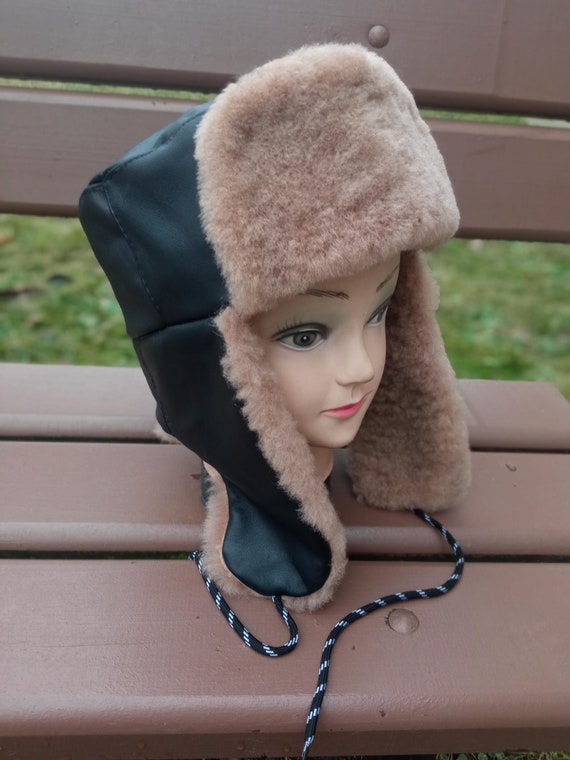Ushanka invernale da uomo in pelle di Paraorecchie in