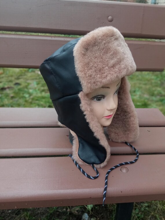 Ushanka invernale da uomo in pelle di Paraorecchie in pelle di  pecora, taglia 60-62 Caldo cappello Regalo di  Cappello