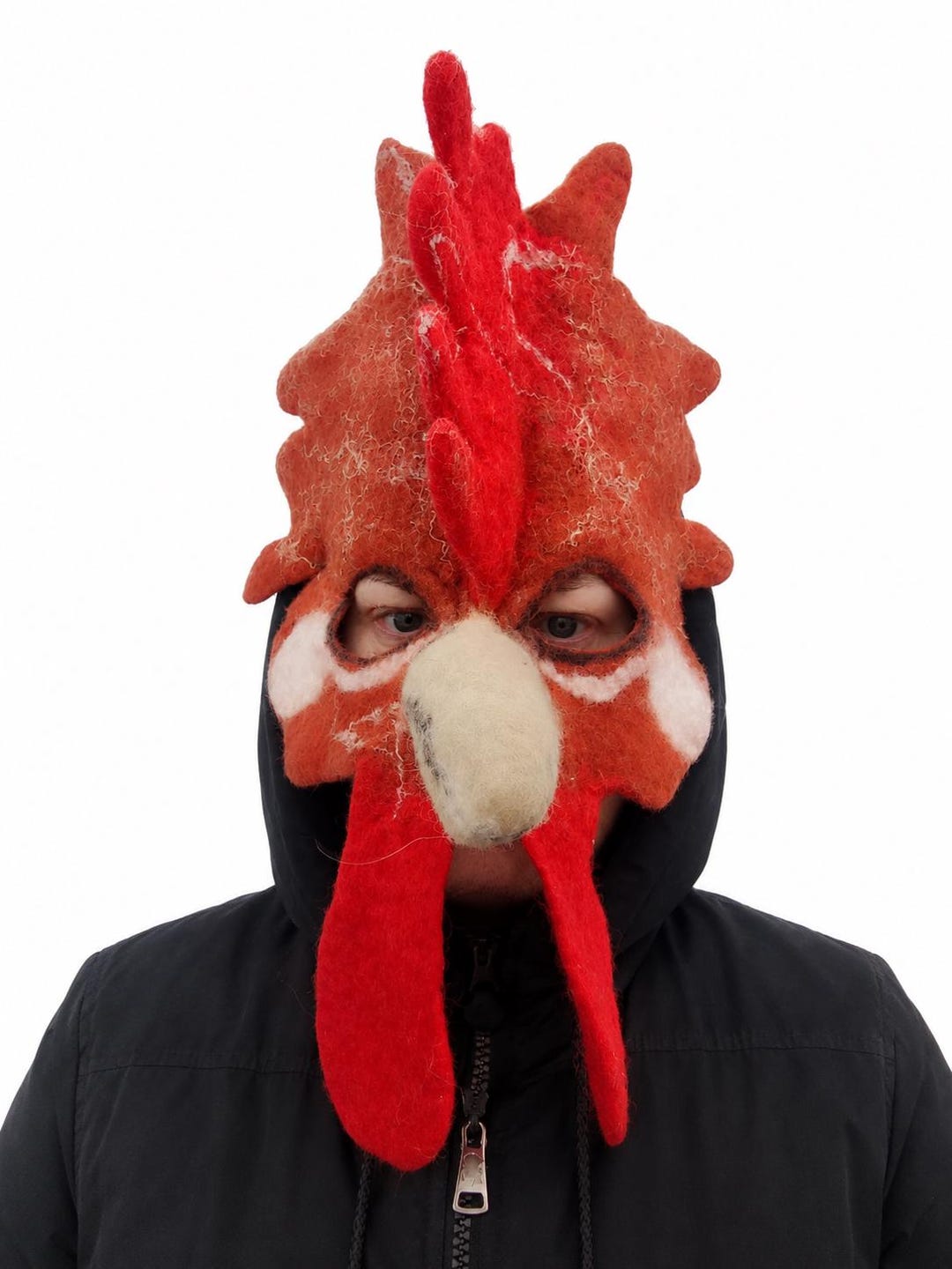 Rooster Ritual Mask Handmade Felted Rooster Mask – Sculptural Wool Art Costume for ...