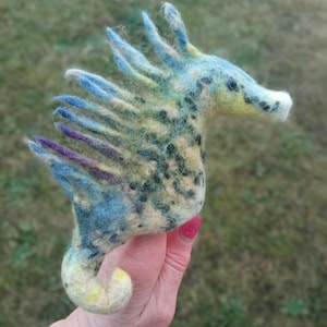 Felted finger puppet seahorse.Wet felted puppet horse.Interactive childrens toy.Historical companion.Bi ba bo.Felt horse.Felt toy.Gift child