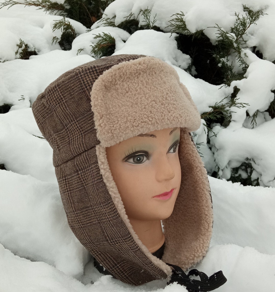 Mens Winter Faux Fur Earflaps.ushanka.aviator Hat.hunter Hat.faux Fur Hat.warm Winter Hat