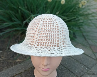 Womens beige summer knitted linen brim hat.fashion crochet hat.original linen hat.gift for her.thin hat.hand knitted hat.mothers day gift