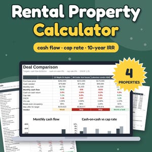 Calculadora de Investimento em Imóveis para Locação, Fluxo de Caixa, Taxa de Capitalização, TIR de 10 Anos (Excel/Google Sheets)