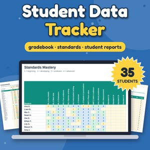 Bewerkbare leerlinggegevensregistratie, kleurgecodeerde beheersing, normen en leesniveaus (XLSX)