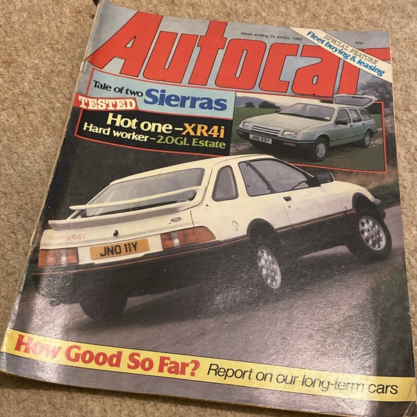 the report of the week merch Vintage Motor Car Magazine - Autocar - Tale Of Two Sierras / How Good So Far? Report On Our Long Term Cars - Week Ending 23 April 1983