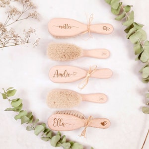 Personalized baby hair brush, baptism gift, birth gift, baby brush with name, gift for baby, hair brush with engraving, FSC image 1